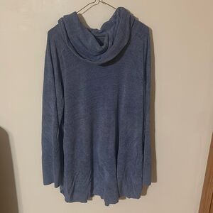 Barefoot Dreams Cozy Chic Ultra Lite Blue Cowl Neck Tunic Sweater